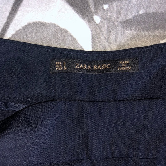 Zara Navy Blue Trousers with Twist Tie - Picture 4 of 8